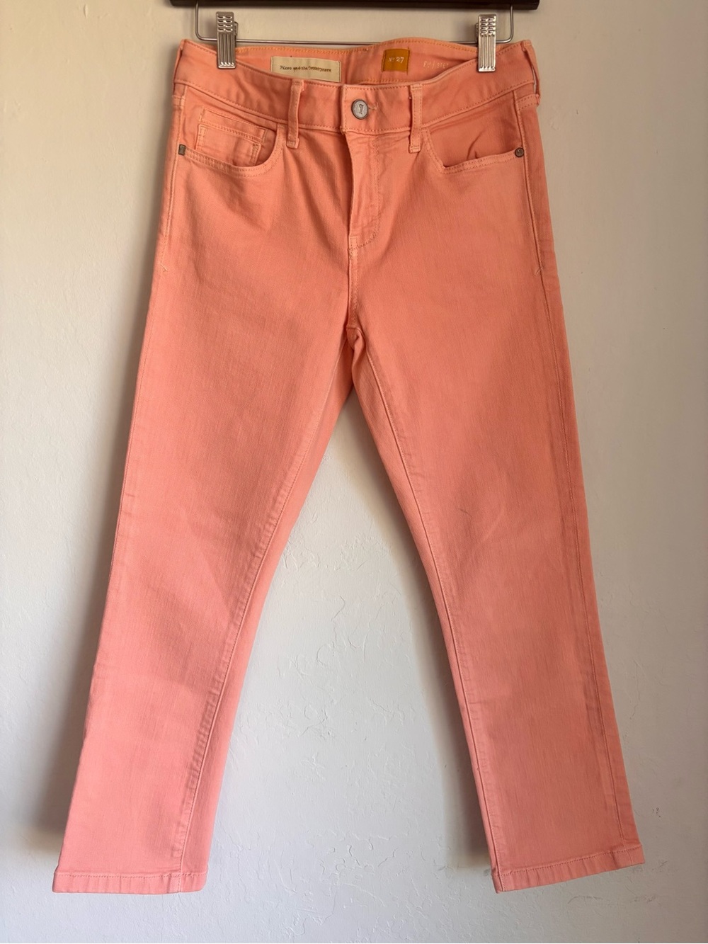 Anthropologie Pilcro Stet Mid-Rise Ankle Jean in Peach, Sz 27